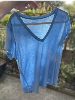 Vince Light Blue V-Neck Short Sleeve Tee